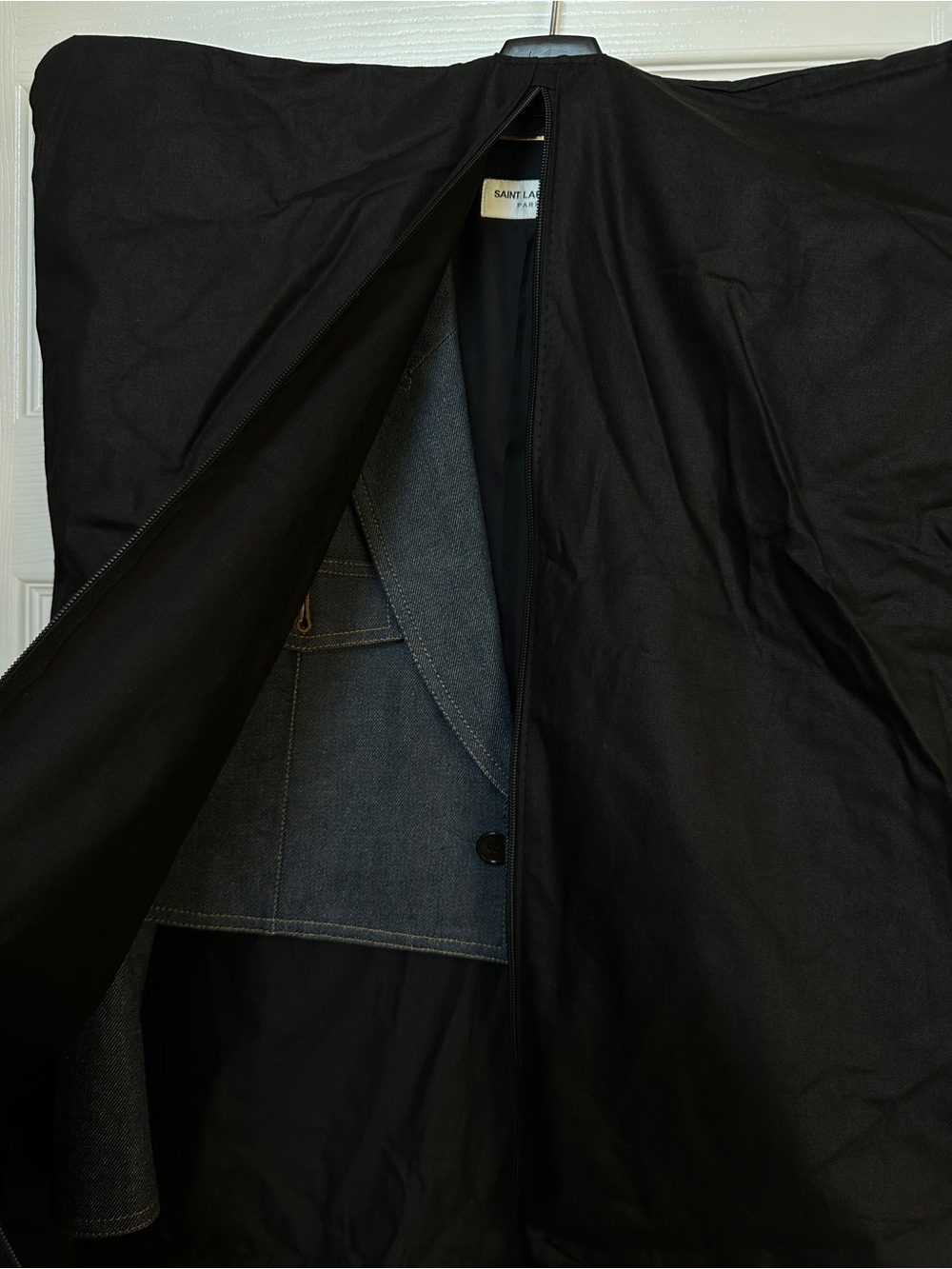 Saint Laurent Dark Blue Cropped Denim Blazer - Picture 13 of 16
